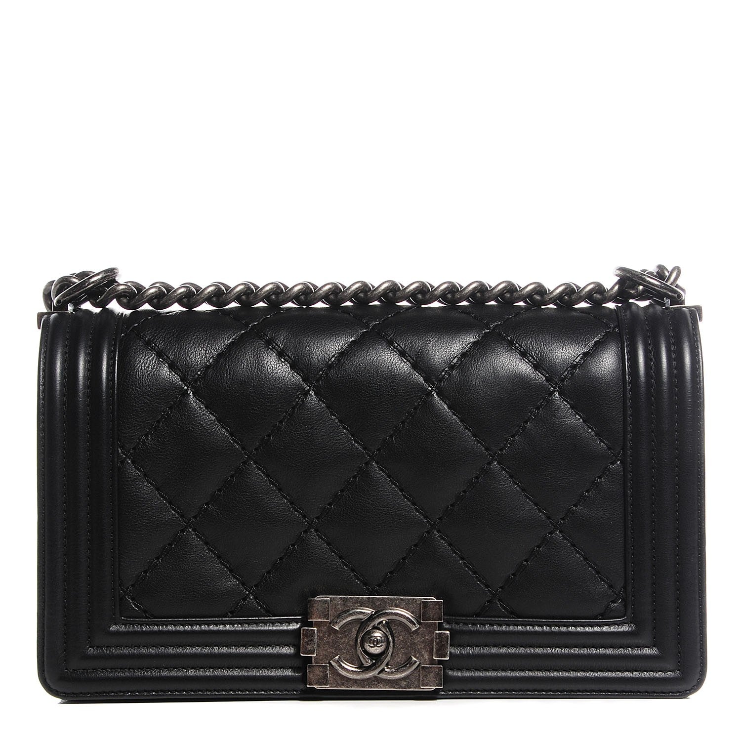 Chanel Calfskin Quilted Medium Double Stitch Boy Flap Black 1 of 9