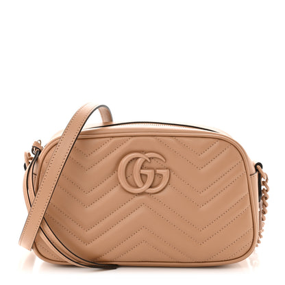 Gucci Calfskin Matelasse Monochrome Small GG Marmont Chain Shoulder Bag Camelia 1 of 11