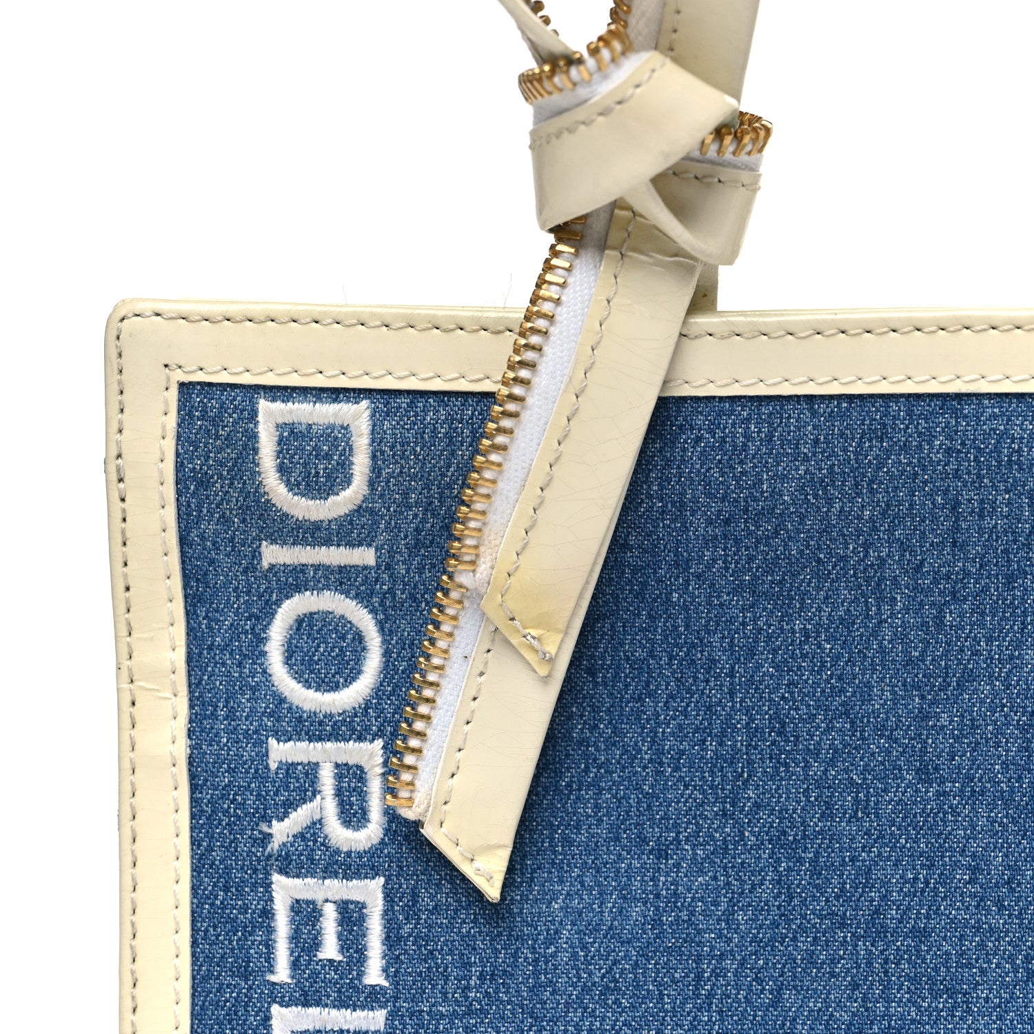 Christian Dior Denim Patent Diorella Rectangular Bag Blue 12 of 14