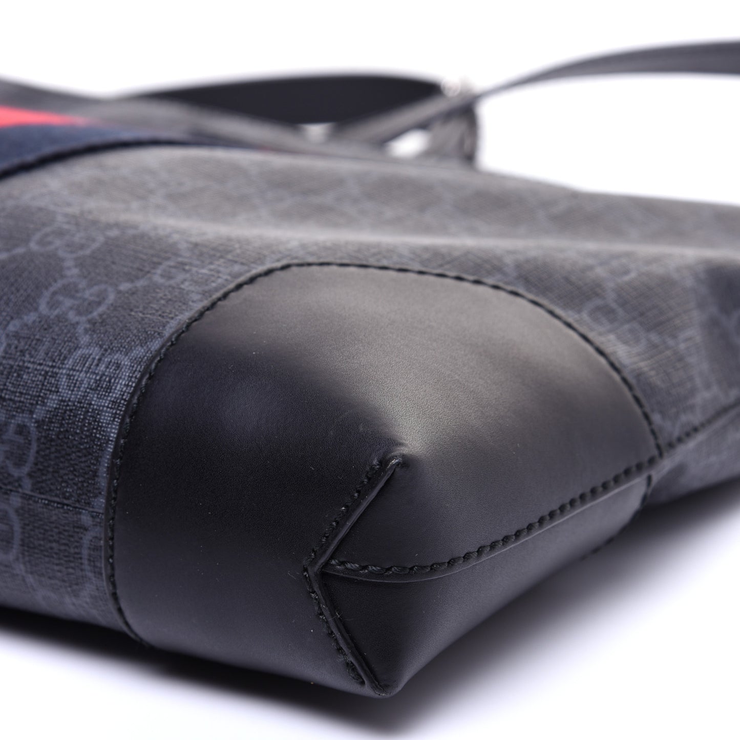 Soft GG Supreme Monogram Appia Calfskin Web East West Messenger Bag Black Grey