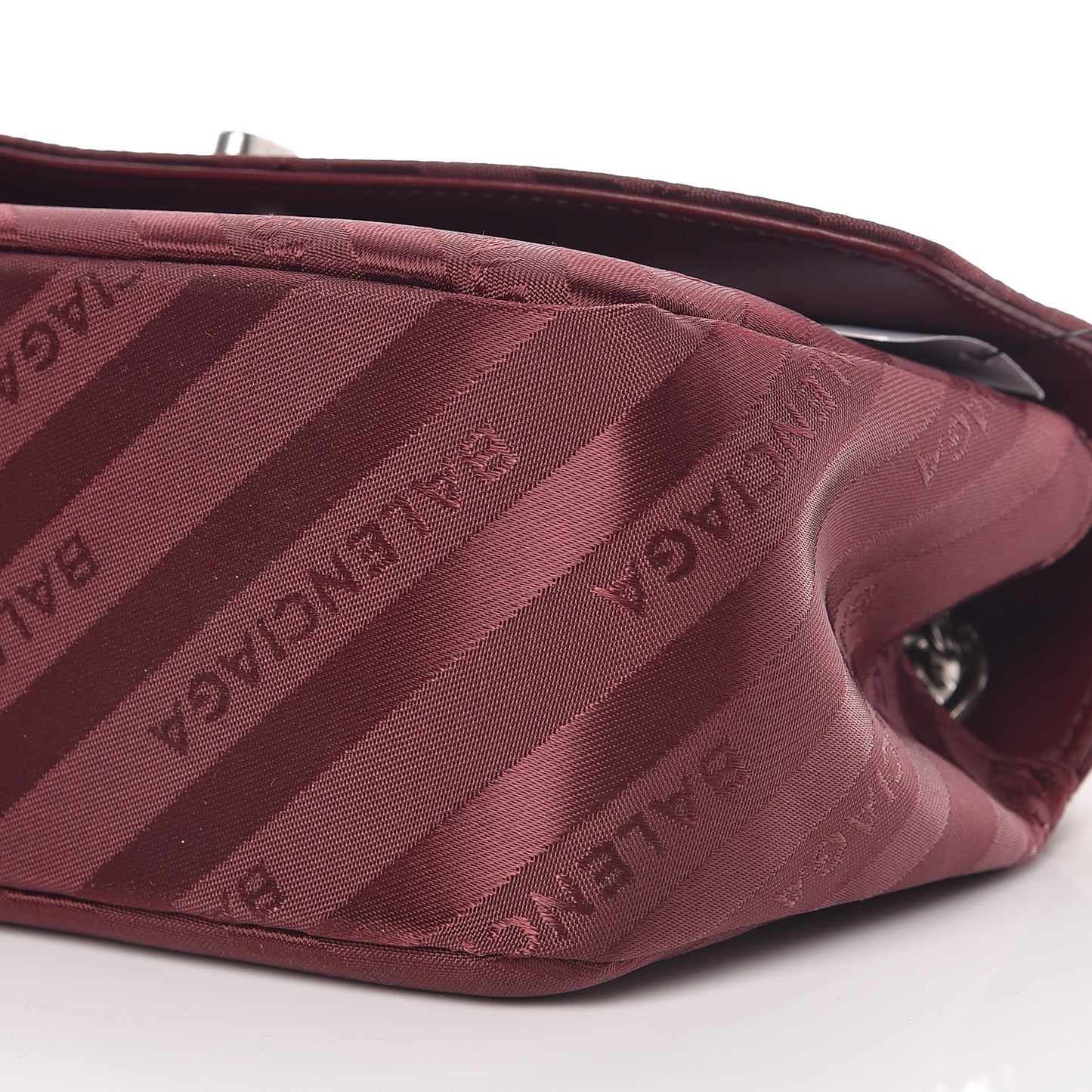 Nylon Jacquard Diagonal Logo Small Scarf Lock Chain Shoulder Bag Rouge Bordeaux Black Beige
