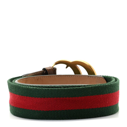 Gucci Nylon Calfskin Double G Web 40mm Belt 90 36 Green Red Cuir 2 of 4