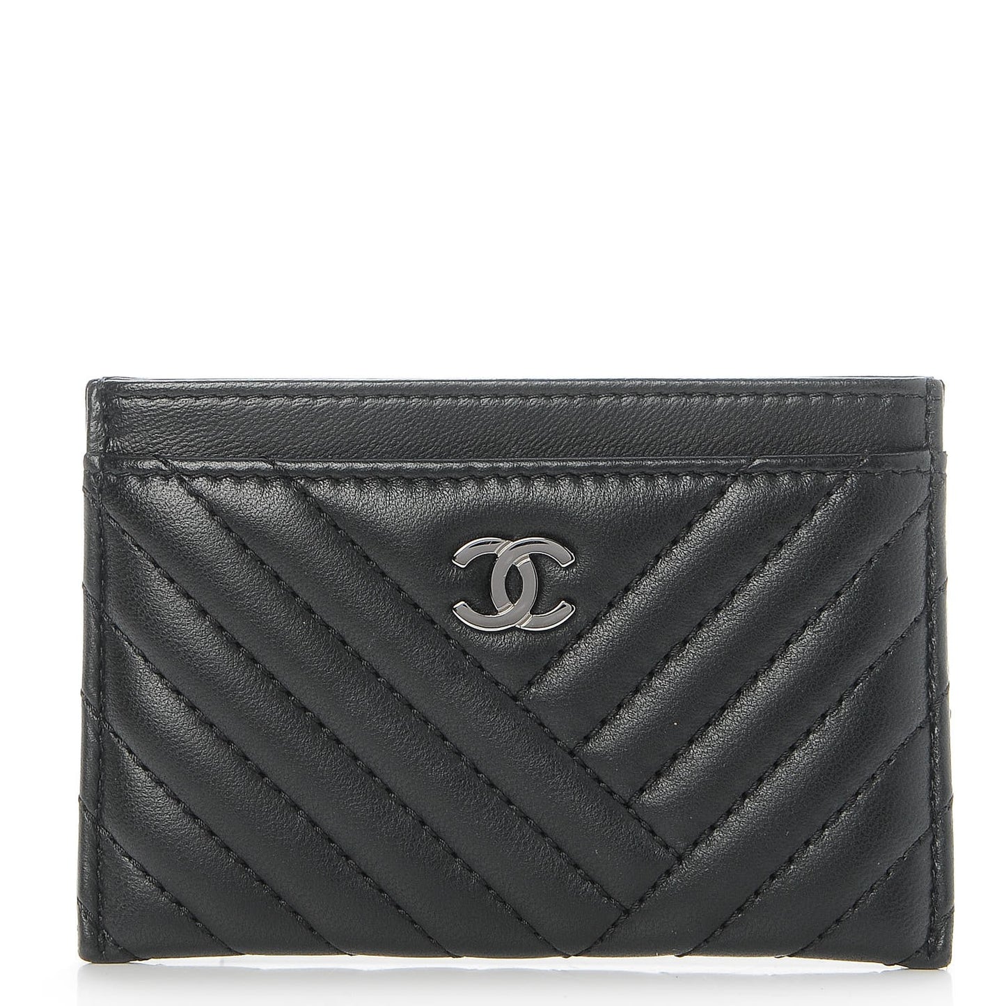 Lambskin Quilted CC Crossing Card Holder Black