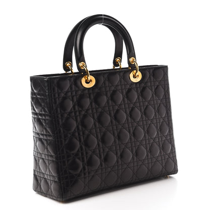 Christian Dior Lambskin Cannage Large Lady Dior Black 3 of 11