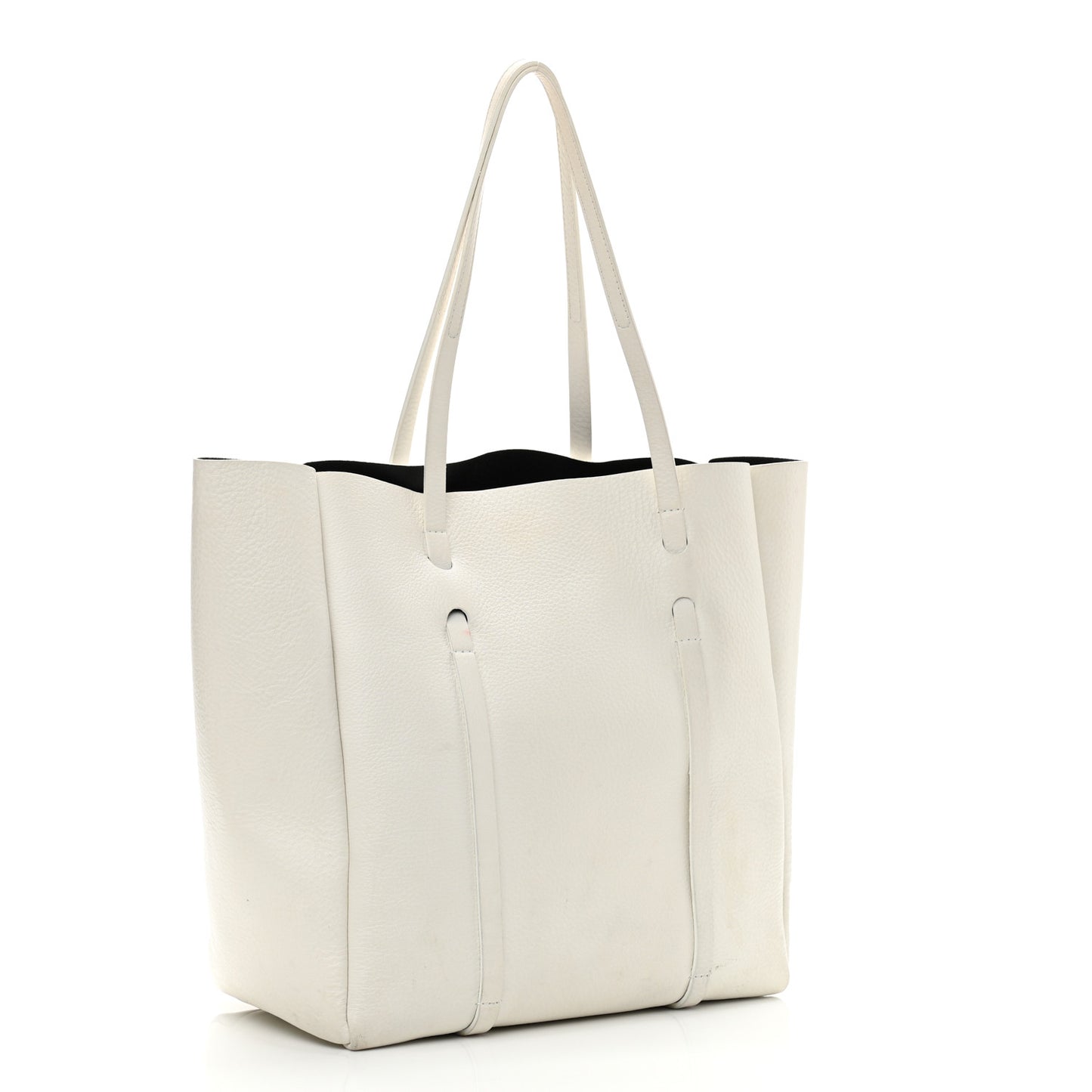 Smooth Calfskin Double Sided Small Everyday Tote Optic White Black