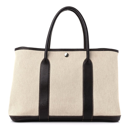 Hermes Buffle Skipper Toile Garden Party 36 MM Tote Marron Fonce 1 of 13