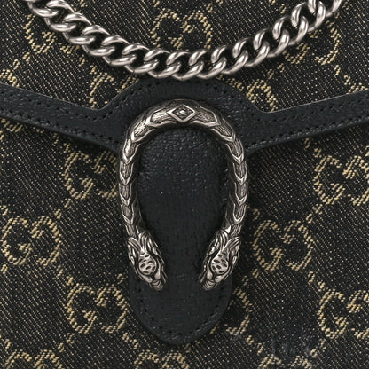 Gucci Jacquard Black Denim GG Monogram Mini Dionysus Chain Wallet Black Ivory 8 of 10