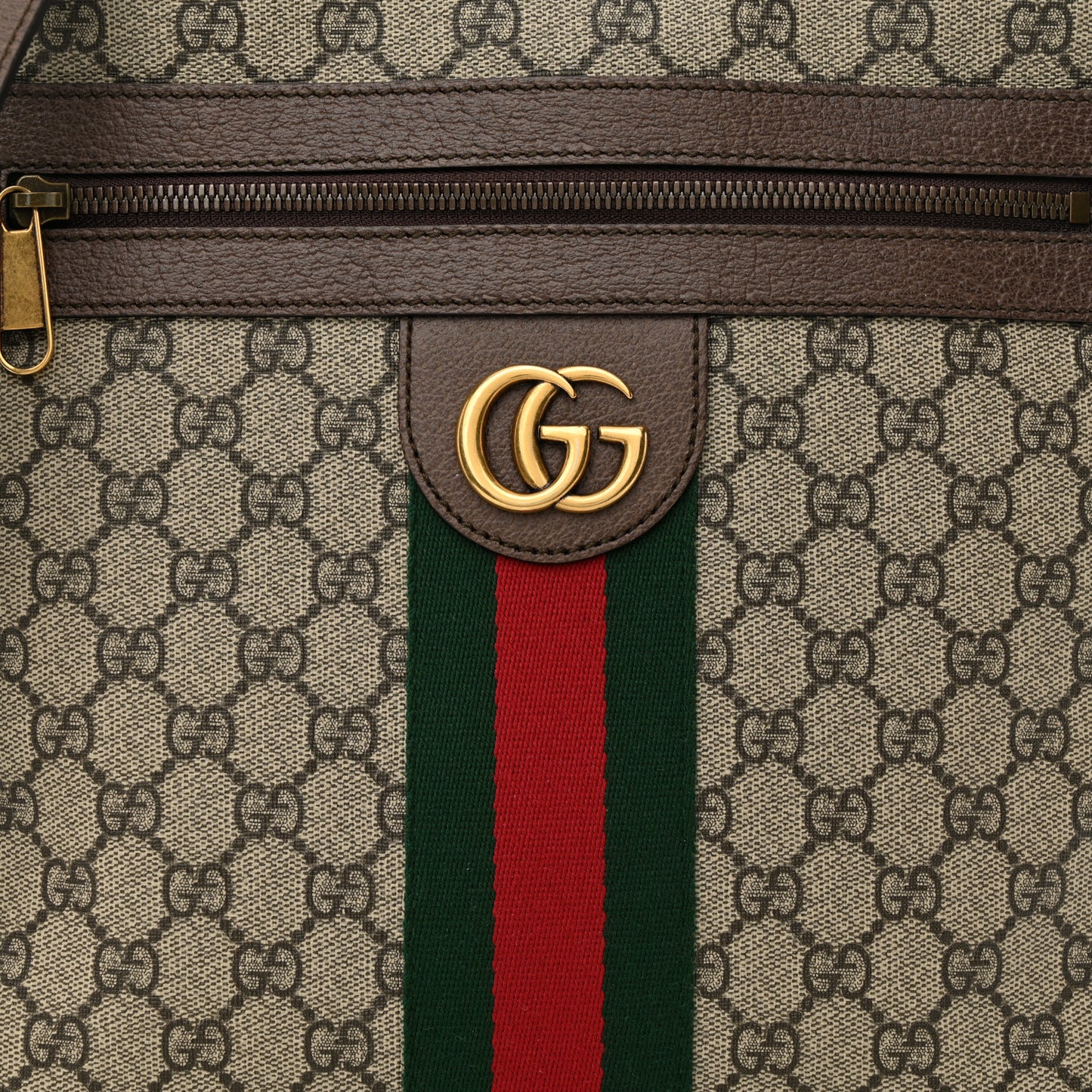 GG Supreme Monogram Web Medium Ophidia Messenger Bag Brown