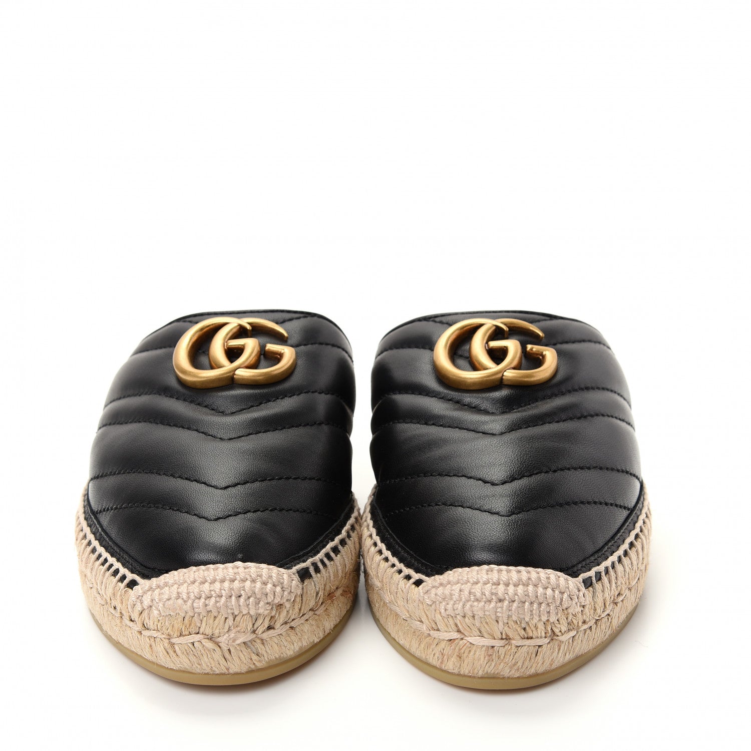 Gucci Nappa Matelasse GG Marmont Espadrille Slippers 36.5 Black 2 of 11