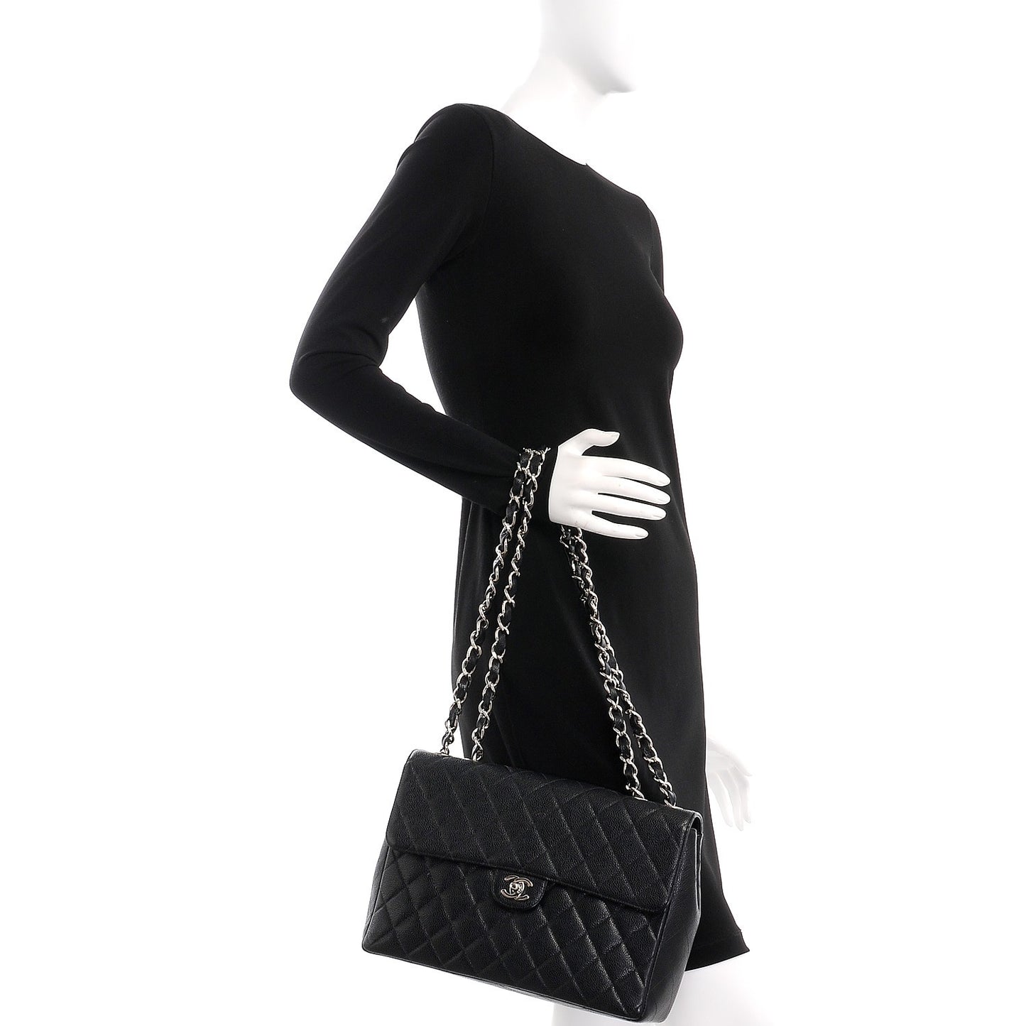 Caviar Quilted Jumbo Single Flap Black