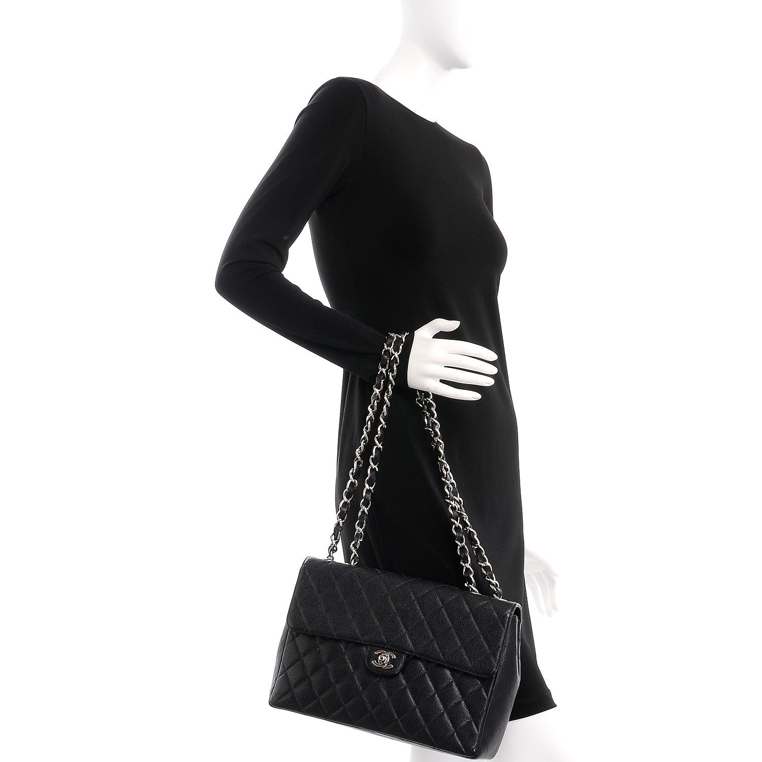 Chanel Caviar Quilted Jumbo Single Flap Black 3 of 11