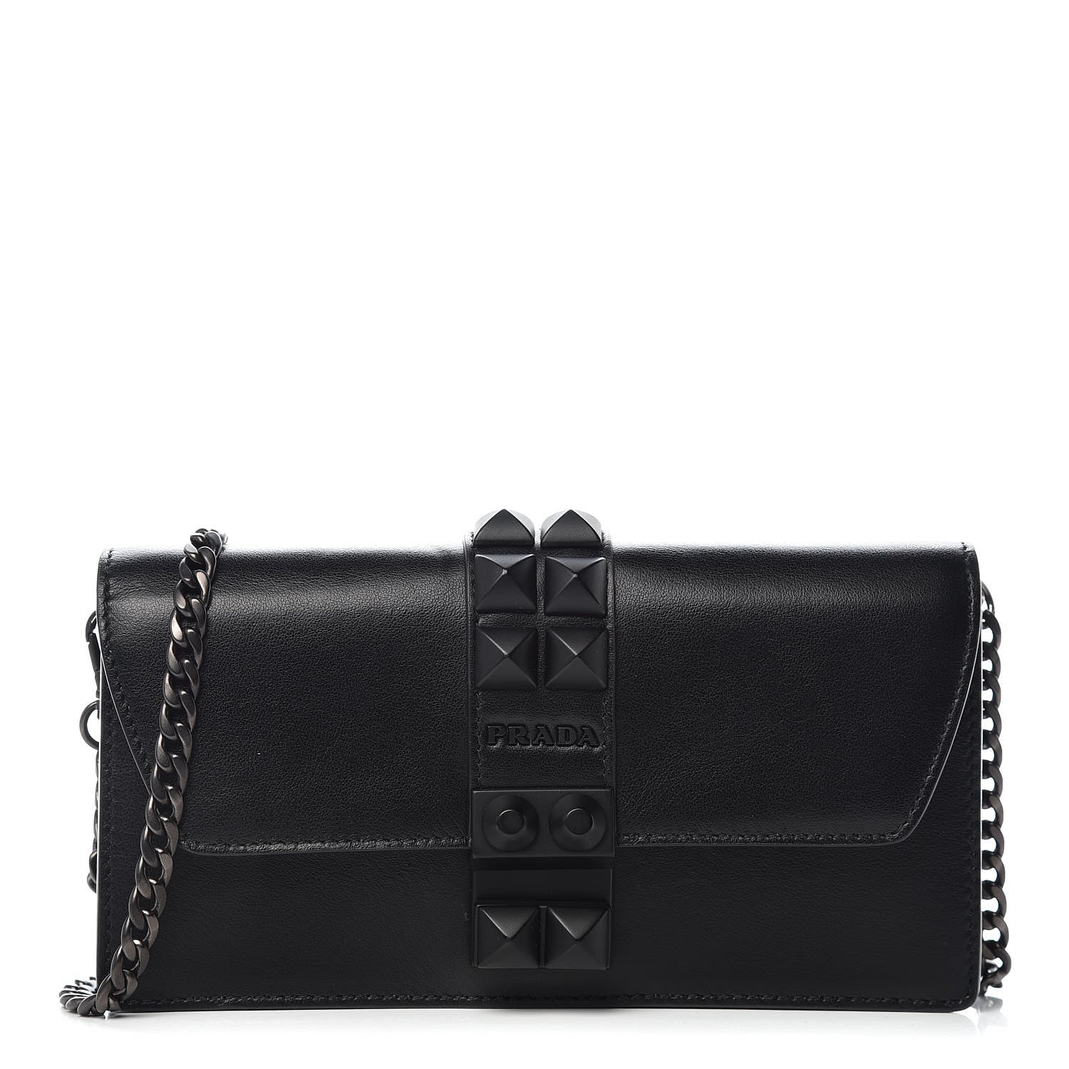 Prada City Calfskin Studded Mini Elektra Crossbody Bag Black 1 of 12