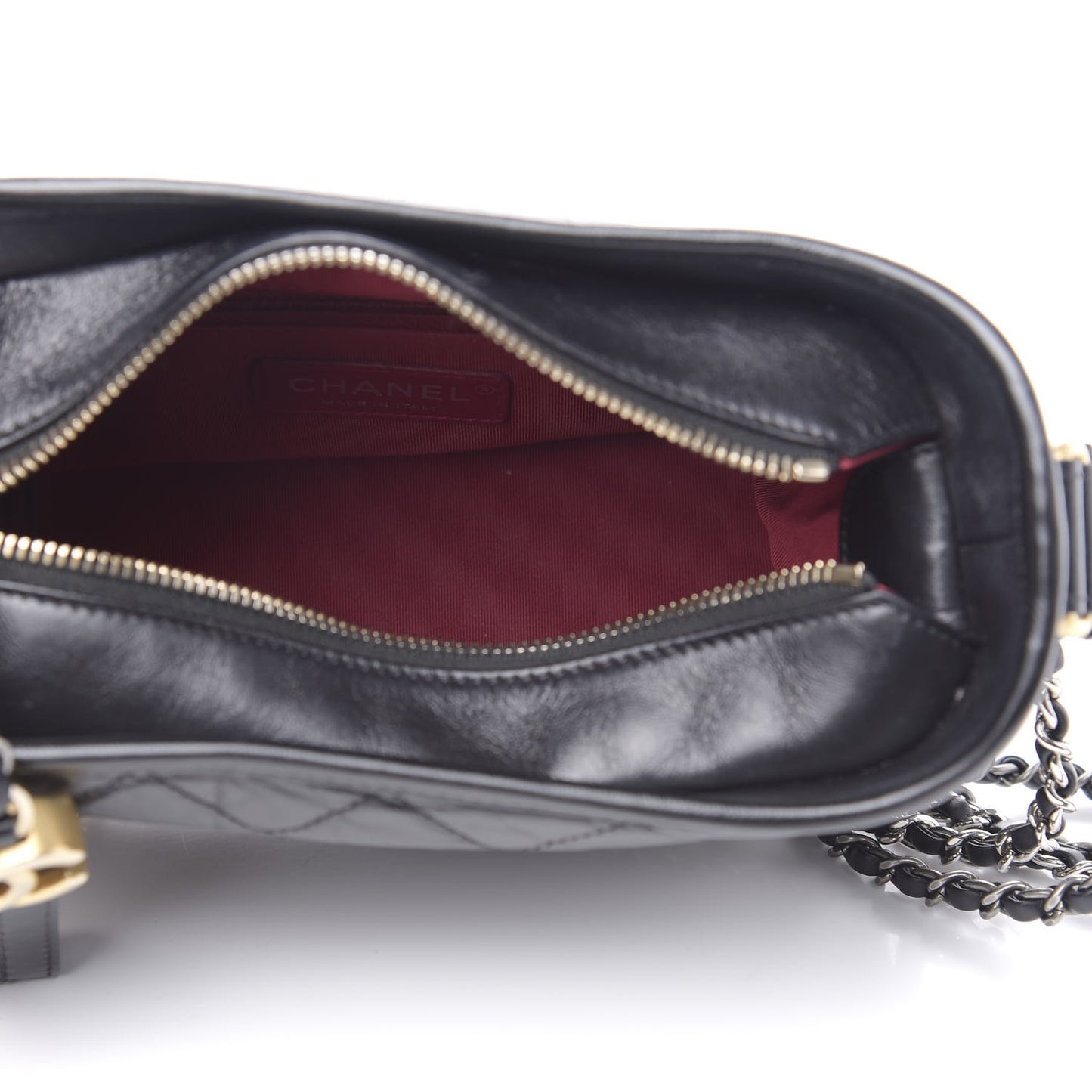 Aged Calfskin Quilted Small Gabrielle Hobo Black