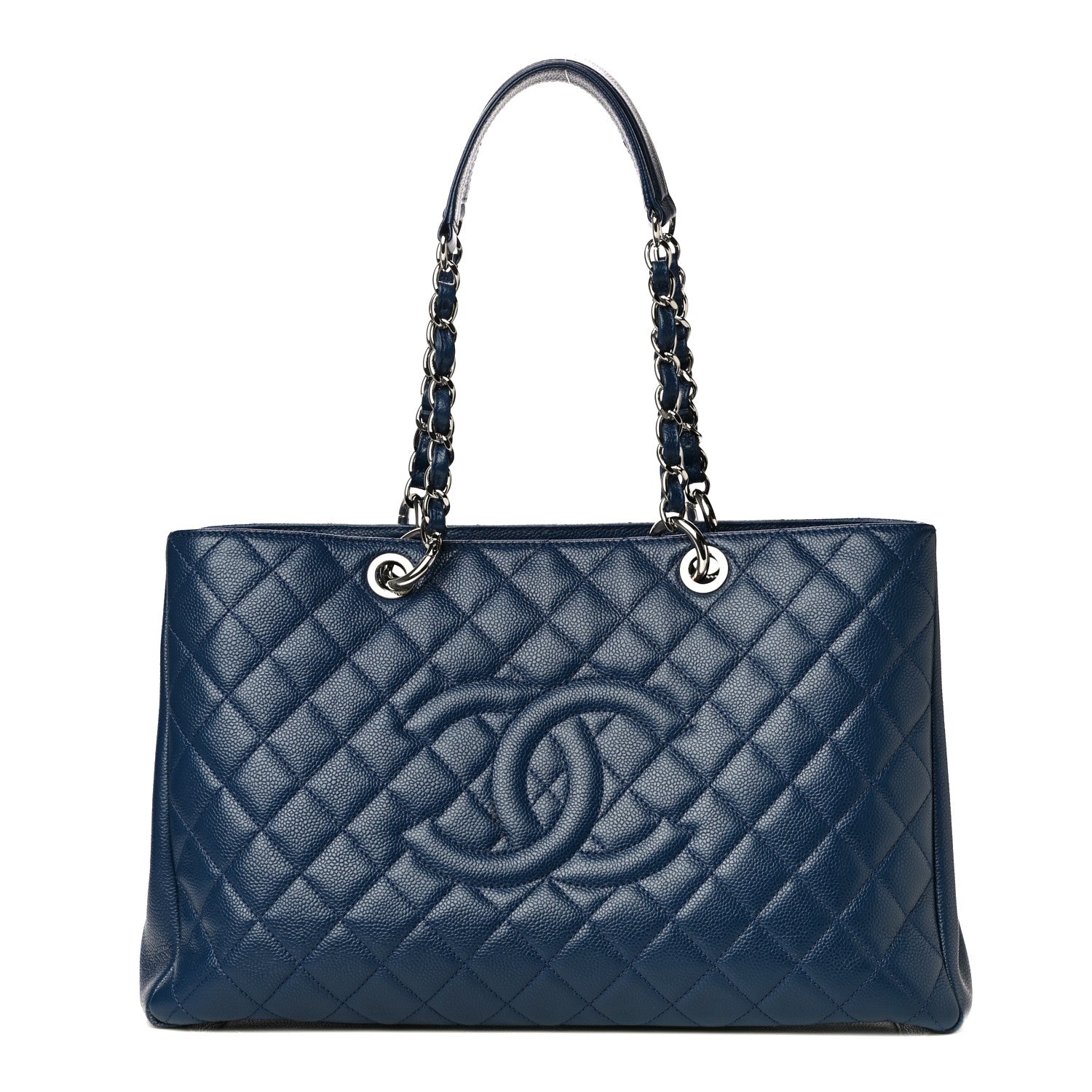 Chanel Caviar Quilted XL Grand Shopping Tote GST Navy Blue 1 of 16