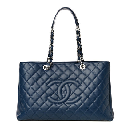 Chanel Caviar Quilted XL Grand Shopping Tote GST Navy Blue 1 of 16