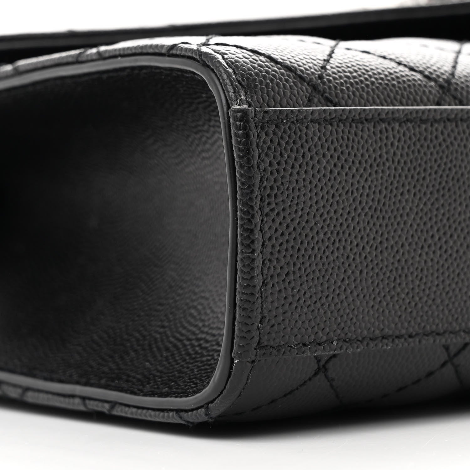 Saint Laurent Grain De Poudre Textured Mixed Matelasse Triquilt Medium Monogram Satchel Black 9 of 11