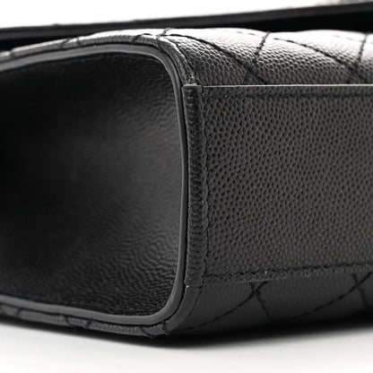 Saint Laurent Grain De Poudre Textured Mixed Matelasse Triquilt Medium Monogram Satchel Black 9 of 11