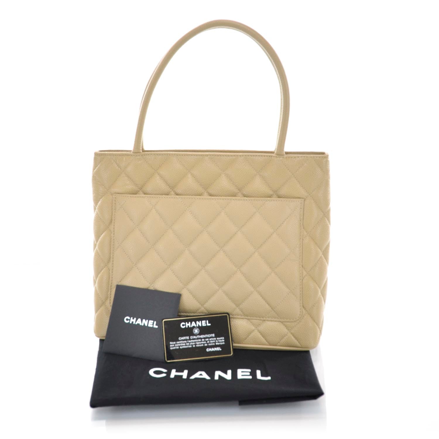 Chanel Caviar Quilted Medallion Tote Beige 3 of 9