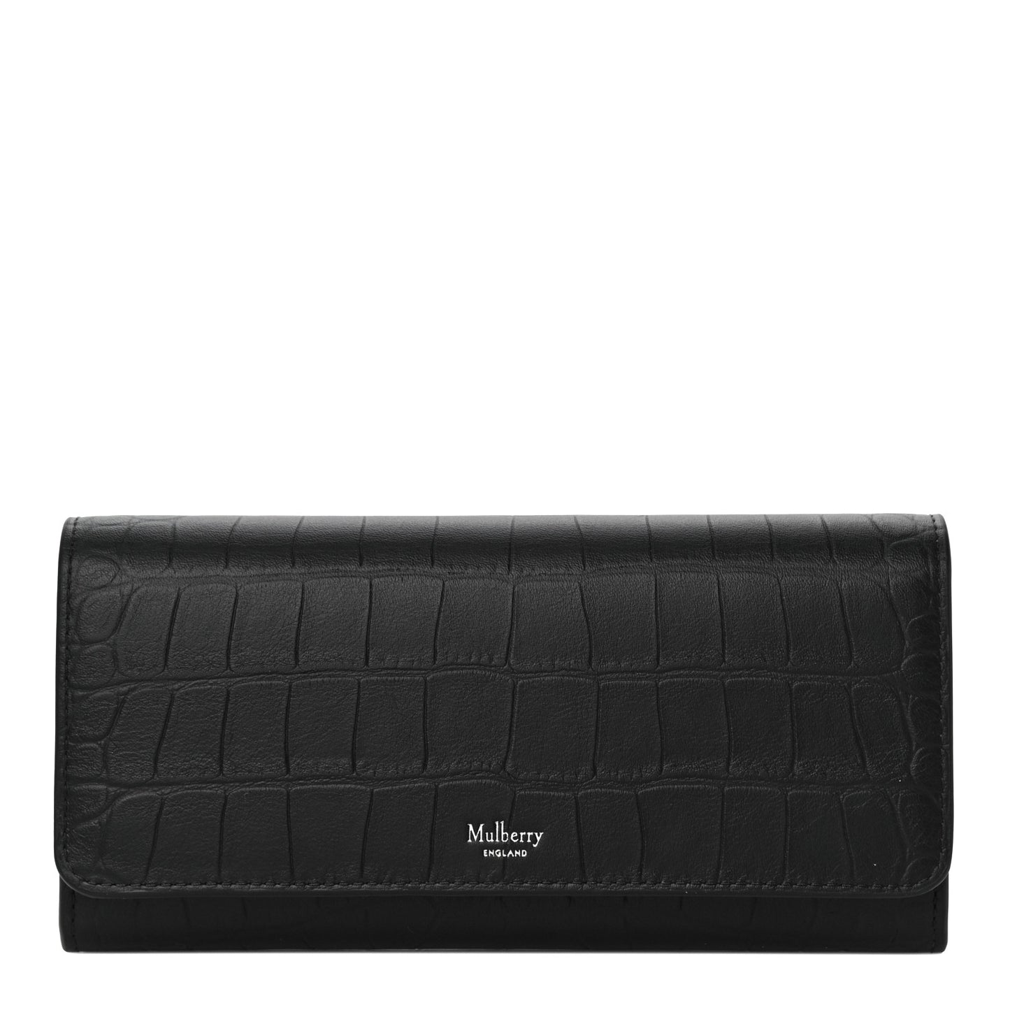 Crocodile Embossed Calfskin Wallet Black