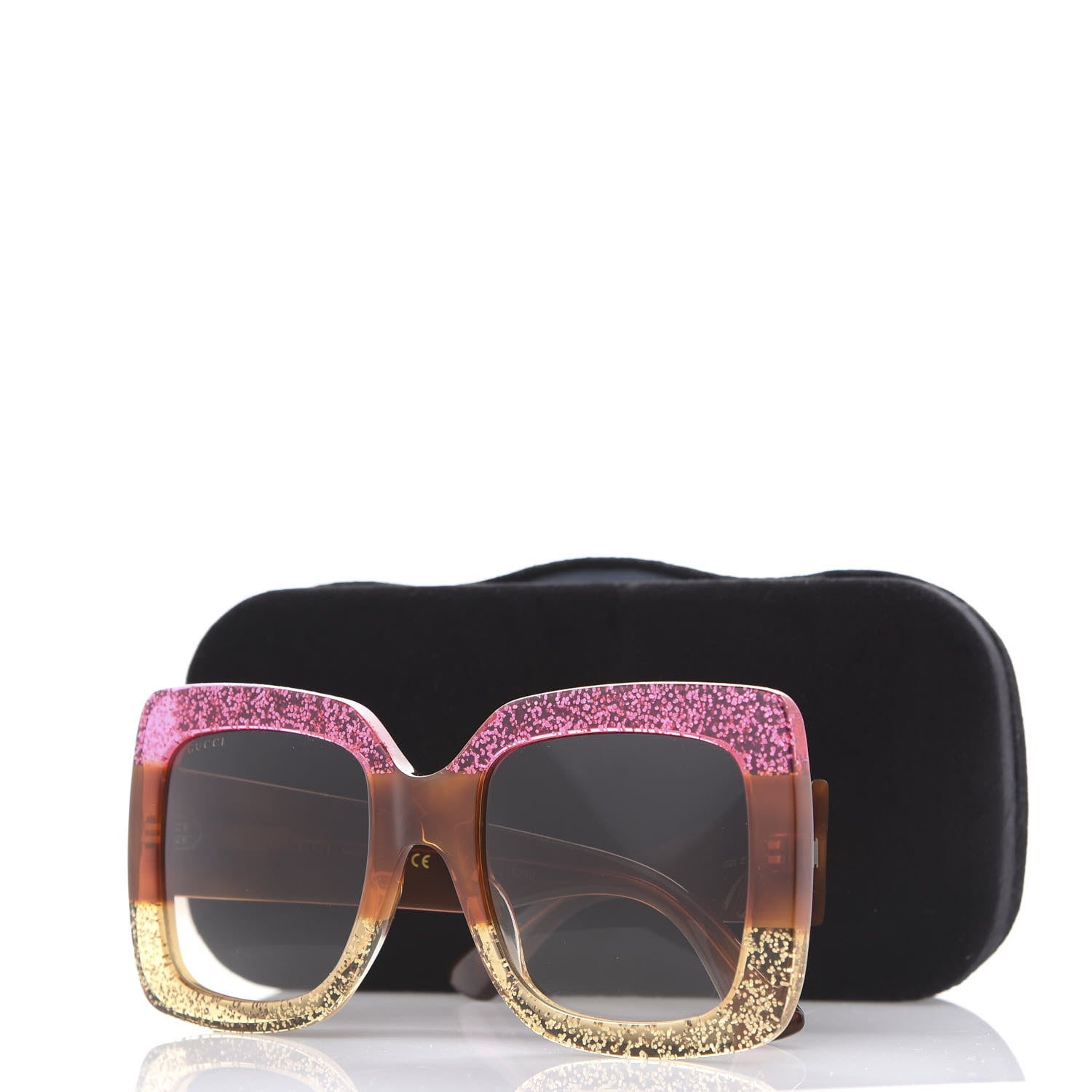 Gucci Square Frame GG0083S Sunglasses Glitter Pink Multi 8 of 8