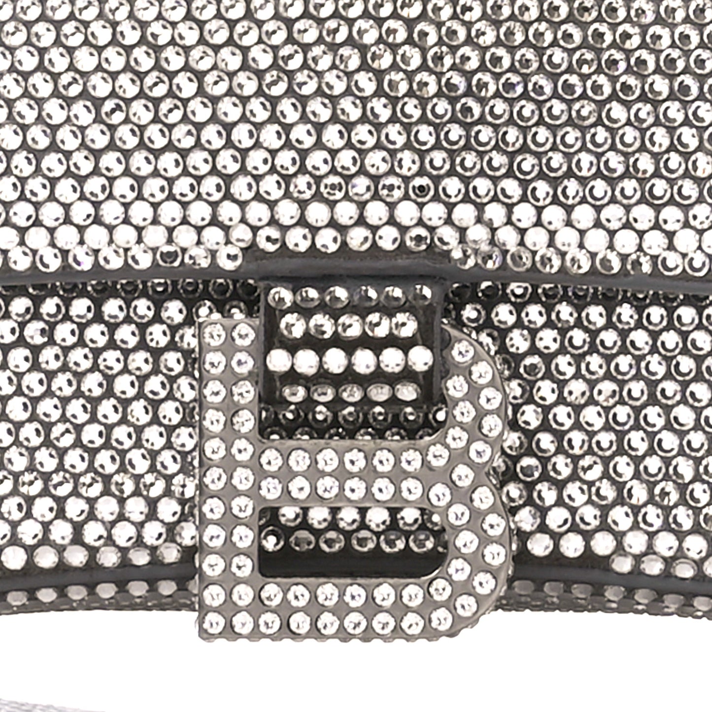 Strass Suede Small Hourglass Top Handle Bag Smoke Grey Crystal