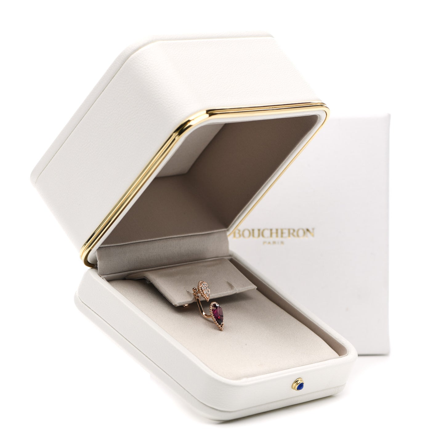 18K Rose Gold Diamond Garnet Serpent Boheme Single Earring