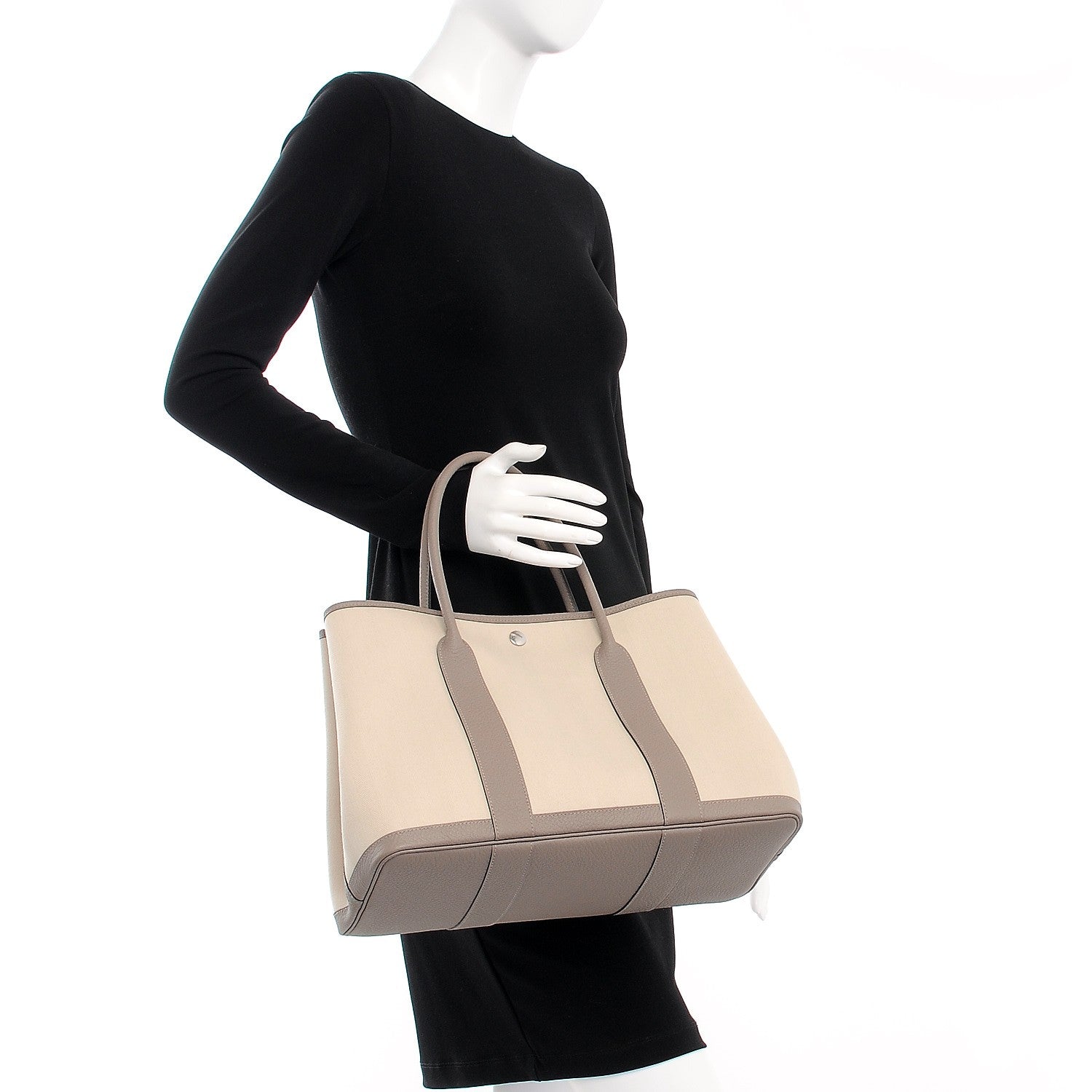 Hermes Toile Chevron Vache Country Garden Party Tote 36 MM Gris Asphalt Craie 2 of 8