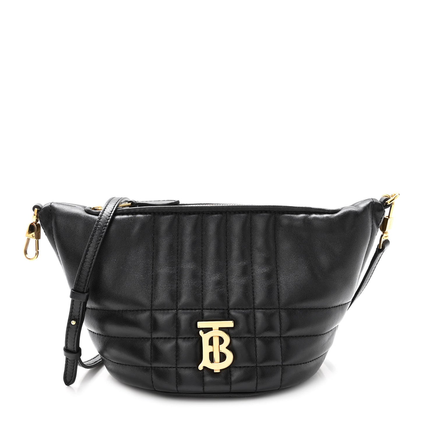 Lambskin Quilted Small Crescent Lola Bag Black
