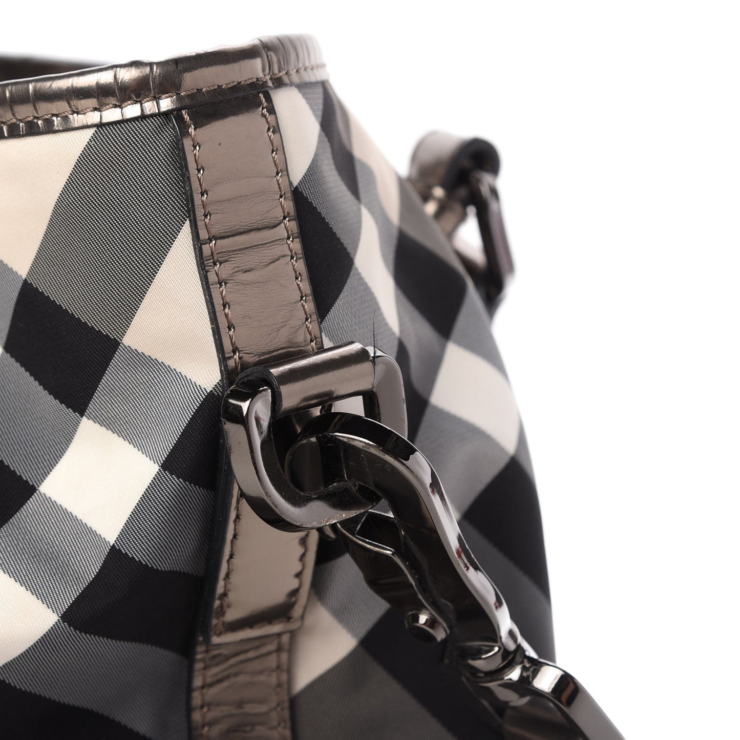 Calfskin Smoked Check Chain Strap Shoulder Bag