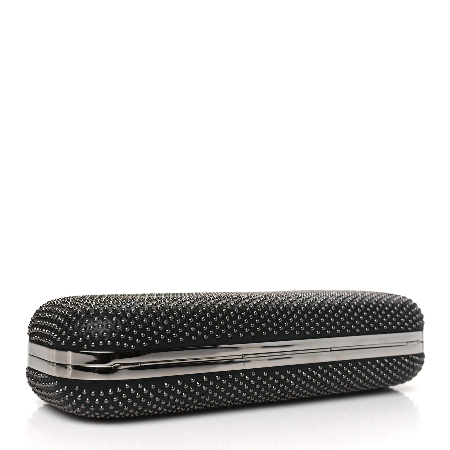 Suede Studded Skull Knuckle Box Clutch Black