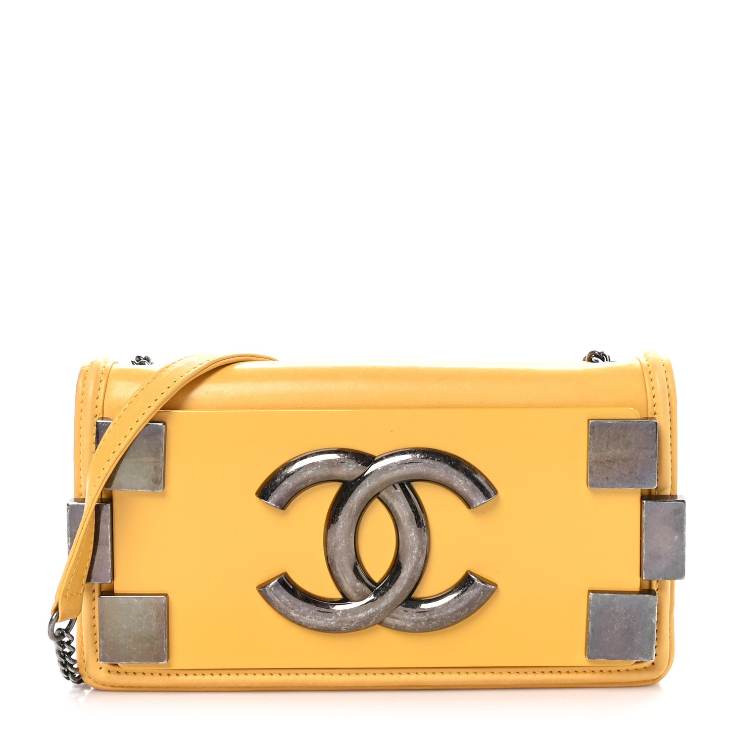 Lambskin Horizontal Boy Brick Flap Yellow