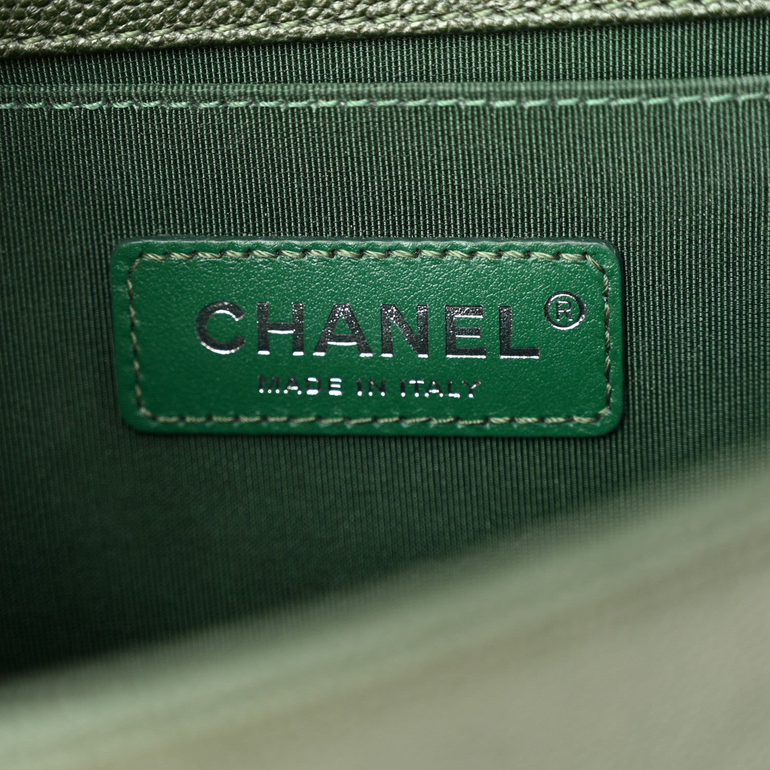 Chanel Caviar Chevron Quilted Small Boy Flap Green 6 of 11