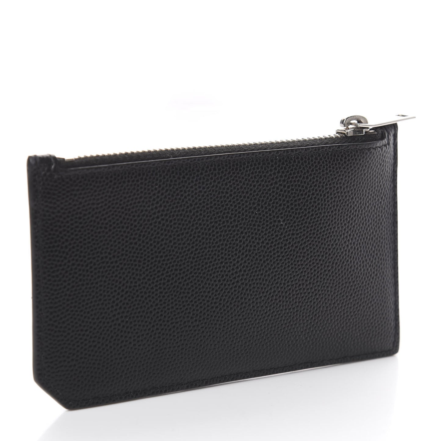 Grained Calfskin 5 Fragments Zip Pouch Card Holder Black