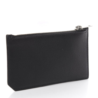 Saint Laurent Grained Calfskin 5 Fragments Zip Pouch Card Holder Black 2 of 5