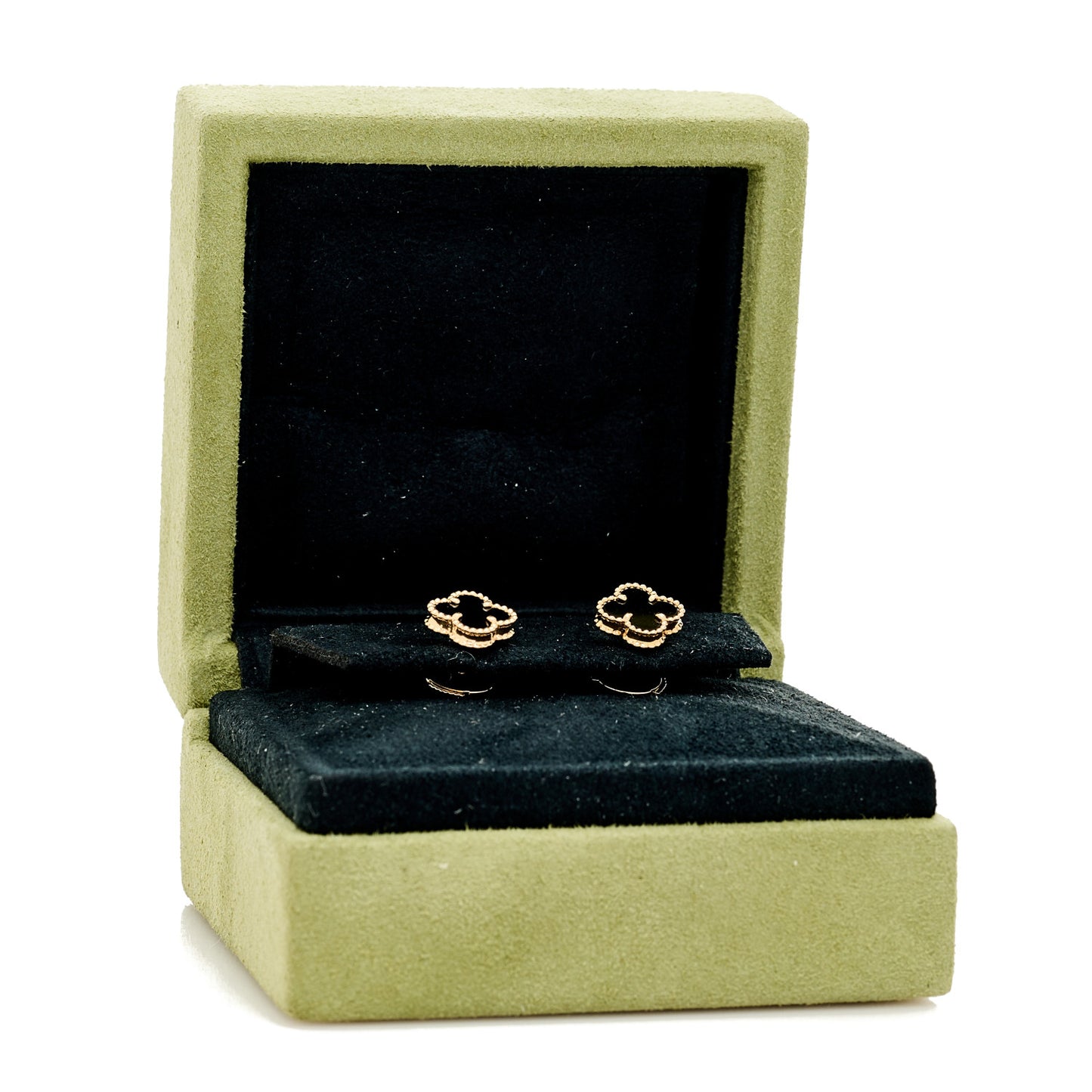 18K Yellow Gold Black Onyx Sweet Alhambra Earrings
