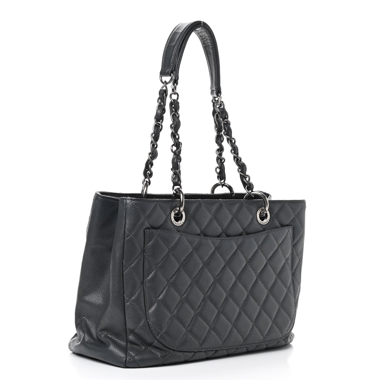 Chanel Caviar Quilted Grand Shopping Tote GST Dark Grey 2 of 8