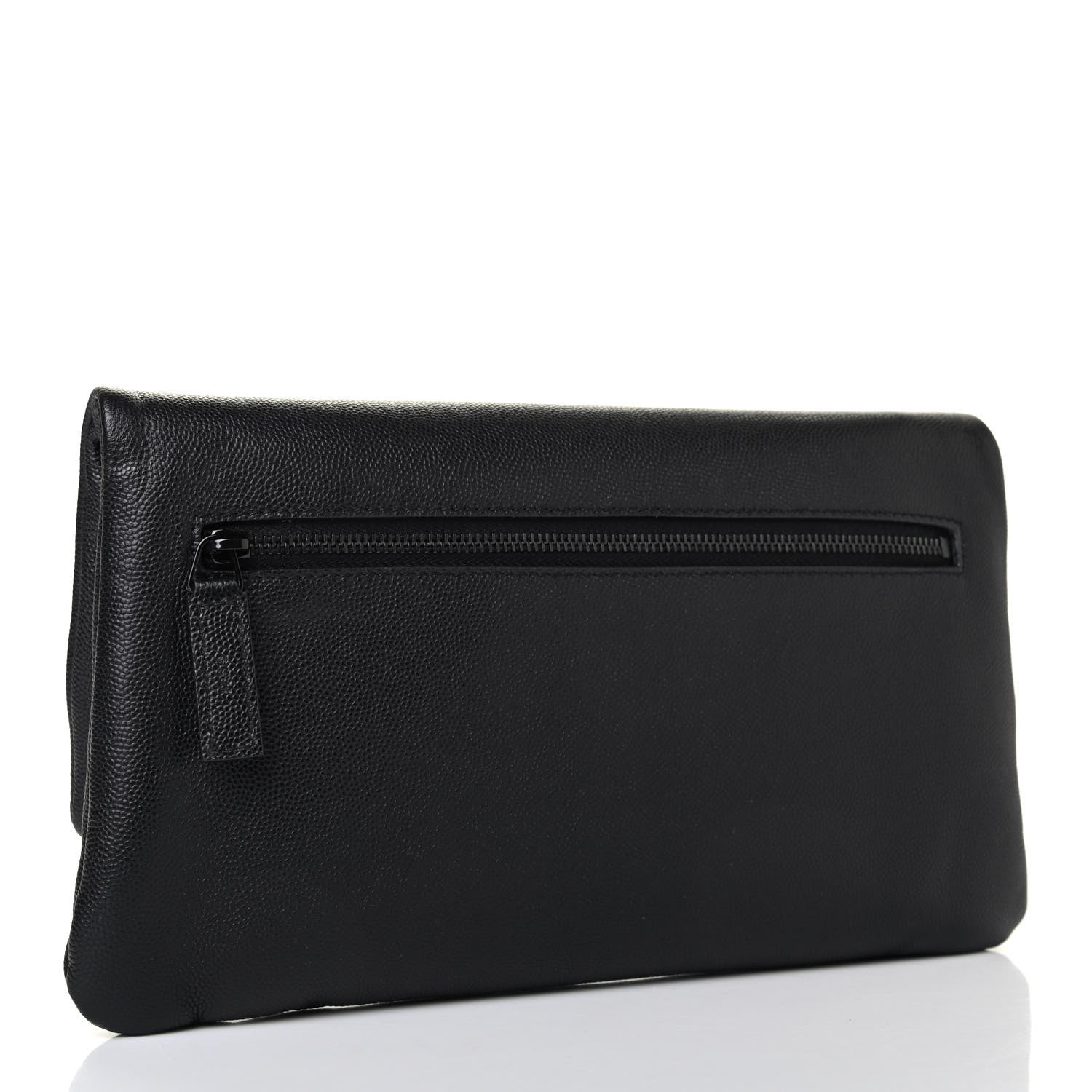 Saint Laurent Grain De Poudre West Hollywood Monogram Fold Over Clutch Black 2 of 4