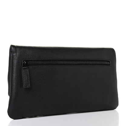 Saint Laurent Grain De Poudre West Hollywood Monogram Fold Over Clutch Black 2 of 4