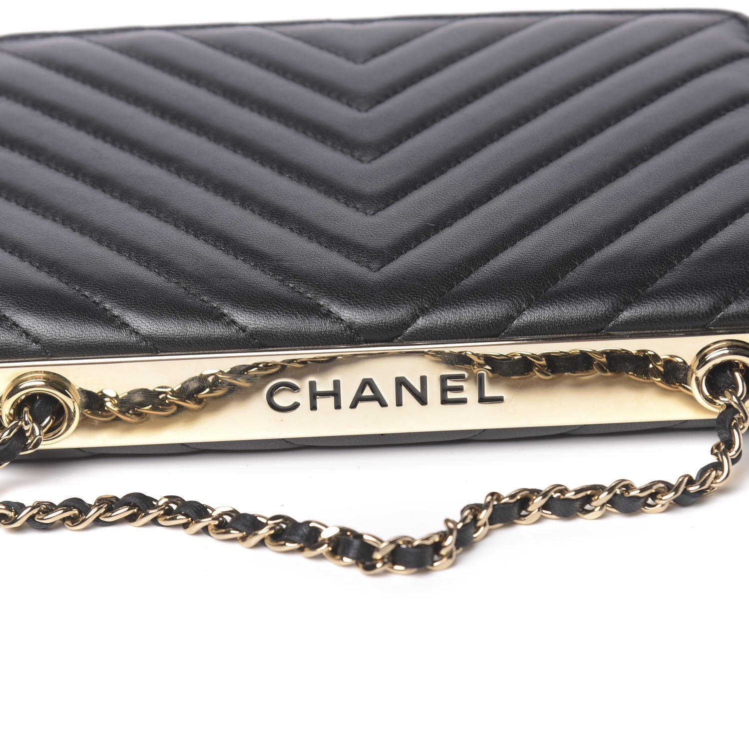 Chanel Lambskin Chevron Quilted Trendy CC Wallet On Chain WOC Black 11 of 15