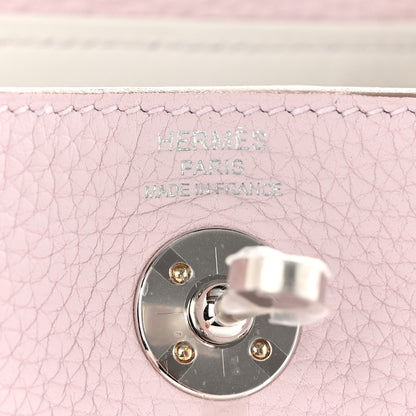 Hermes Taurillon Clemence Verso Mini Lindy 20 Mauve Pale Mushroom 6 of 11
