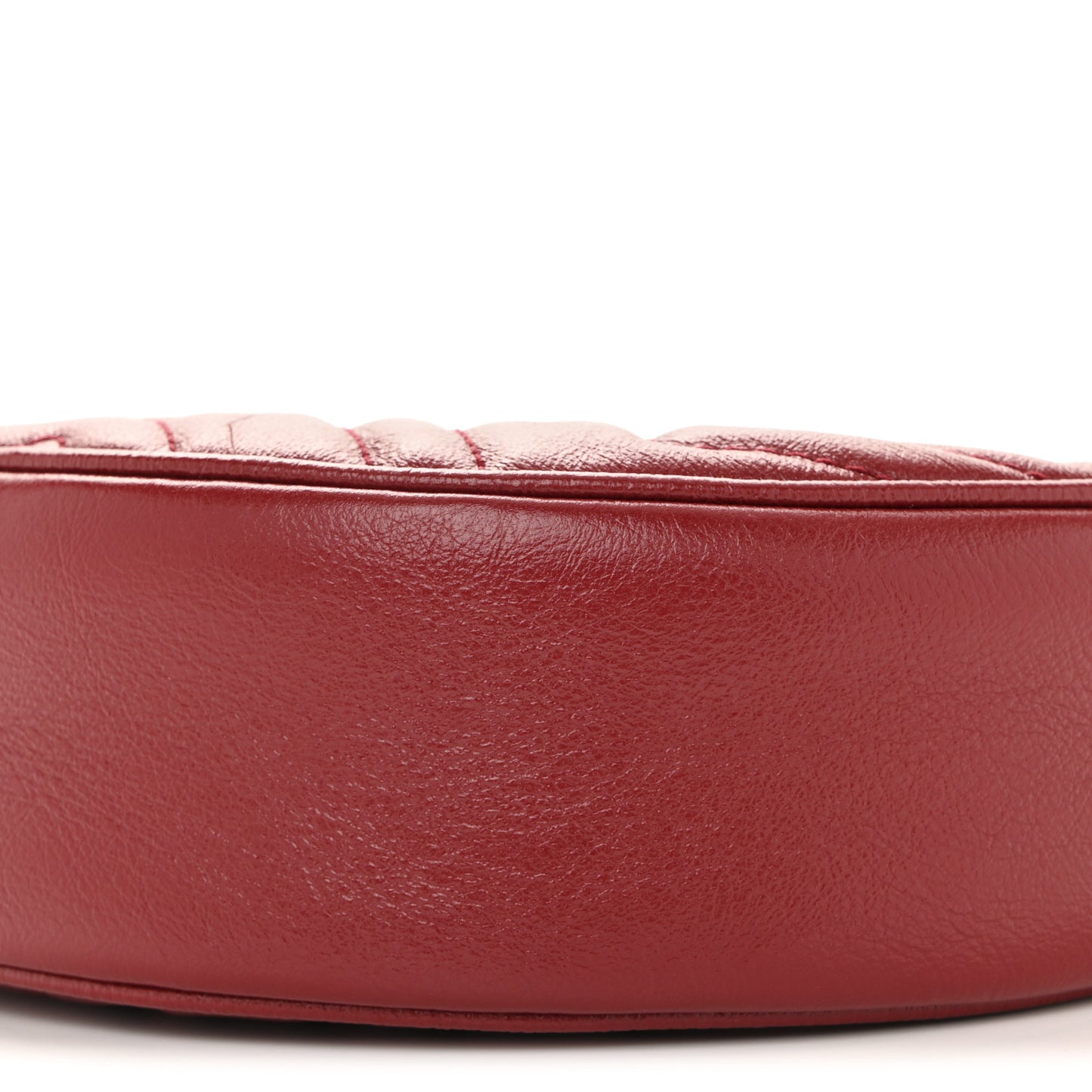Glazed Calfskin Matelasse Heart Mini GG Marmont Round Shoulder Bag Romantic Cerise