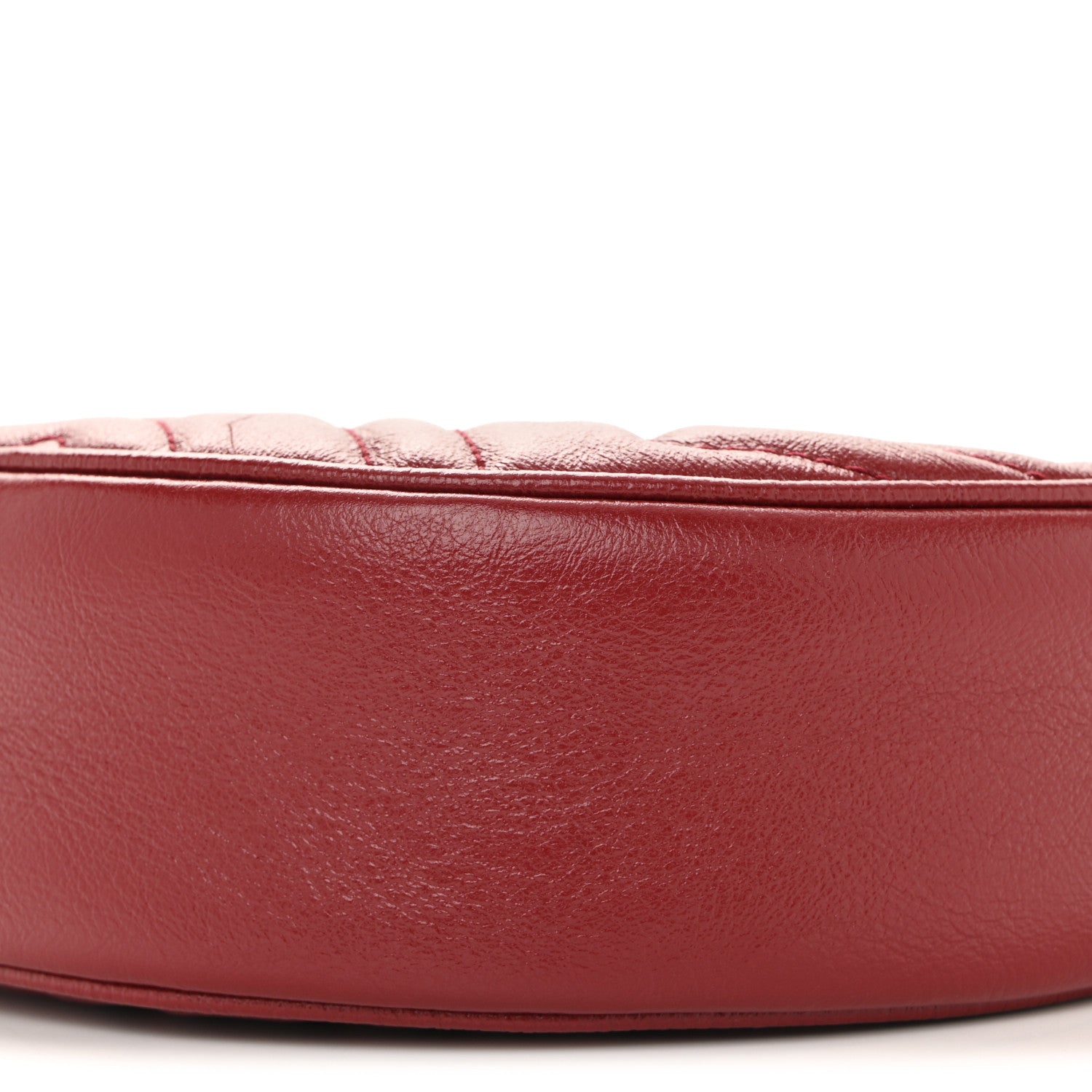 Gucci Glazed Calfskin Matelasse Heart Mini GG Marmont Round Shoulder Bag Romantic Cerise 10 of 11
