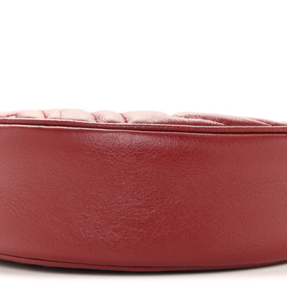 Gucci Glazed Calfskin Matelasse Heart Mini GG Marmont Round Shoulder Bag Romantic Cerise 10 of 11
