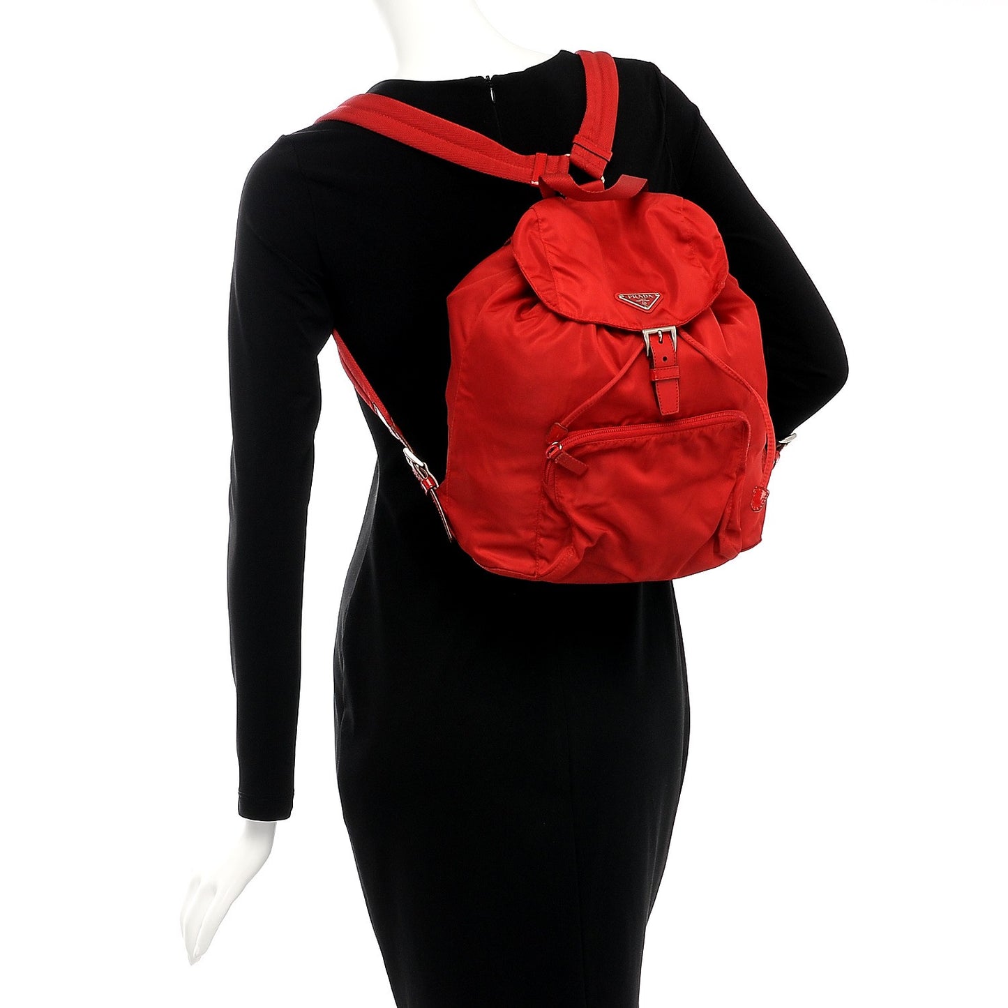 Nylon Vela Medium Backpack Rosso