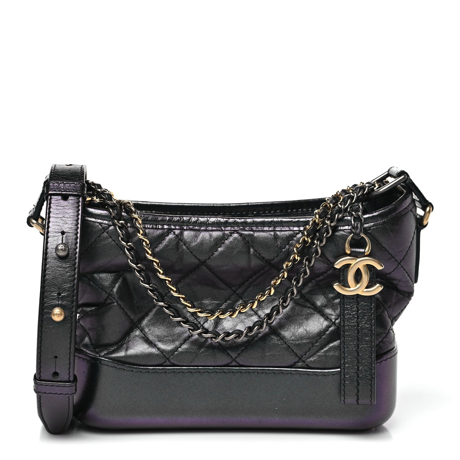 Chanel Iridescent Aged Calfskin Quilted Small Gabrielle Hobo Black 1 of 10
