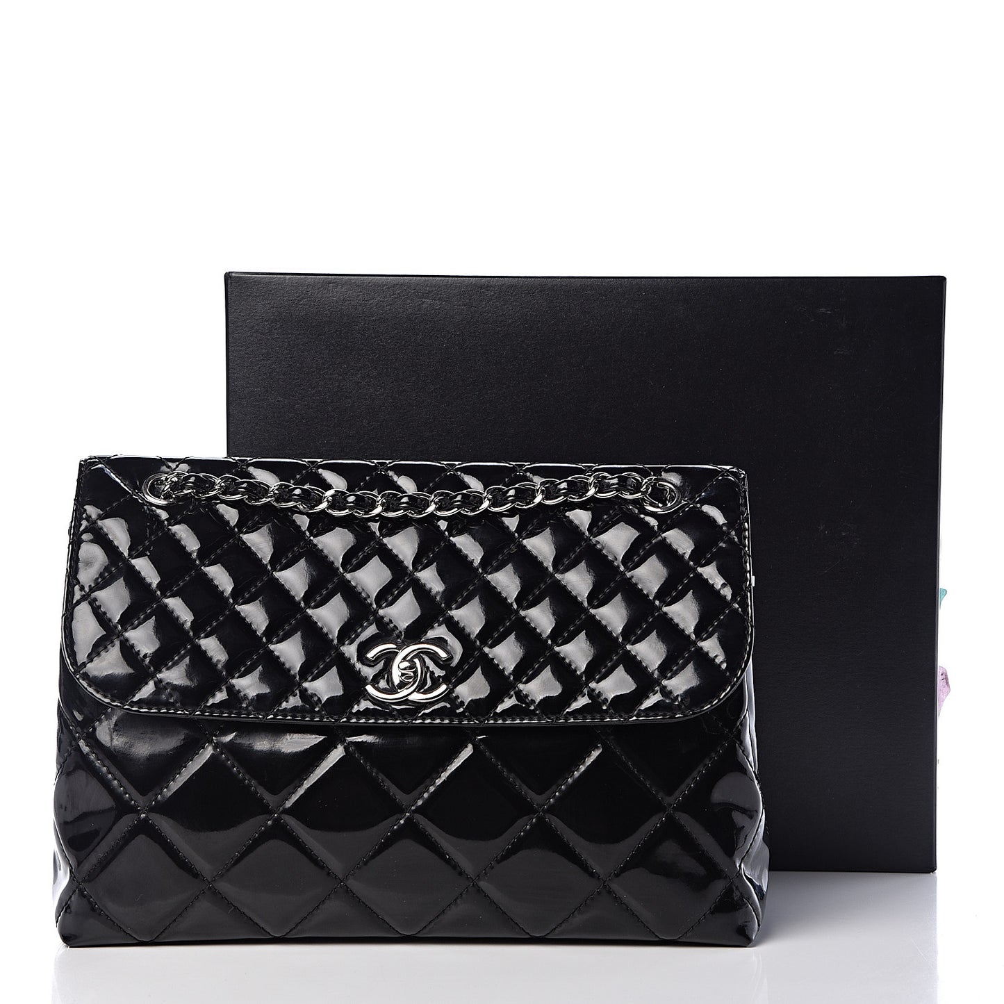 Vinyl Quilted In the Business Flap Bag Black