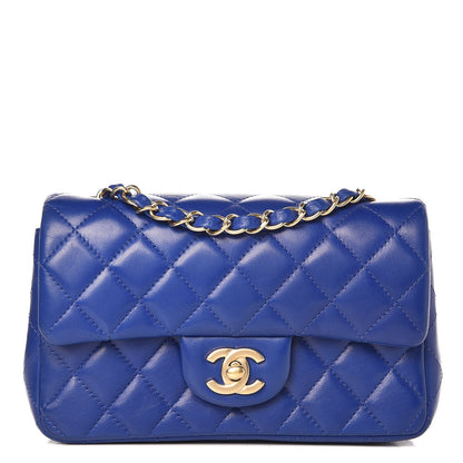 Chanel Lambskin Quilted Mini Rectangular Flap Dark Blue 1 of 12