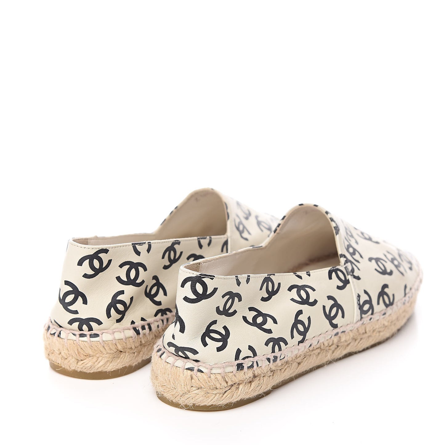 Lambskin Printed CC Espadrilles 39 White Black