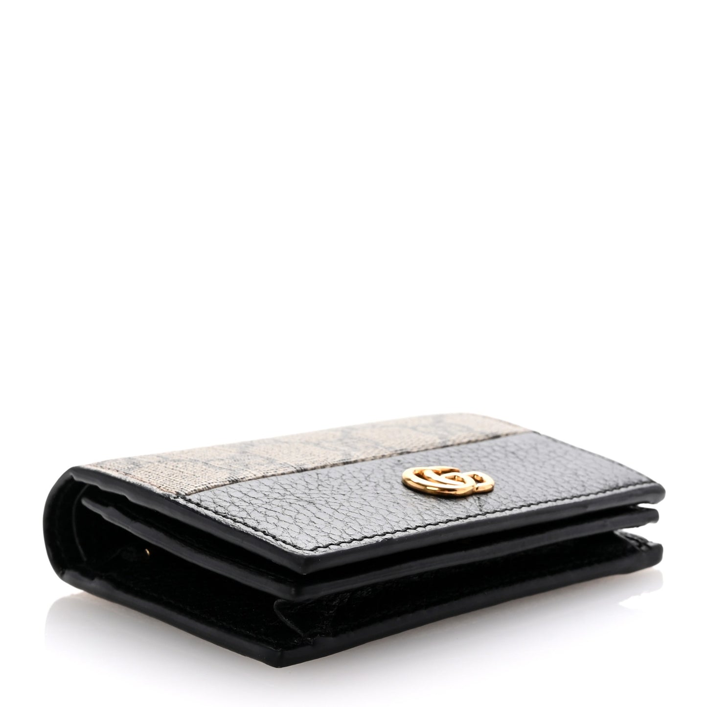 Dollar Calfskin GG Supreme Monogram GG Marmont Card Case Black Beige Ebony