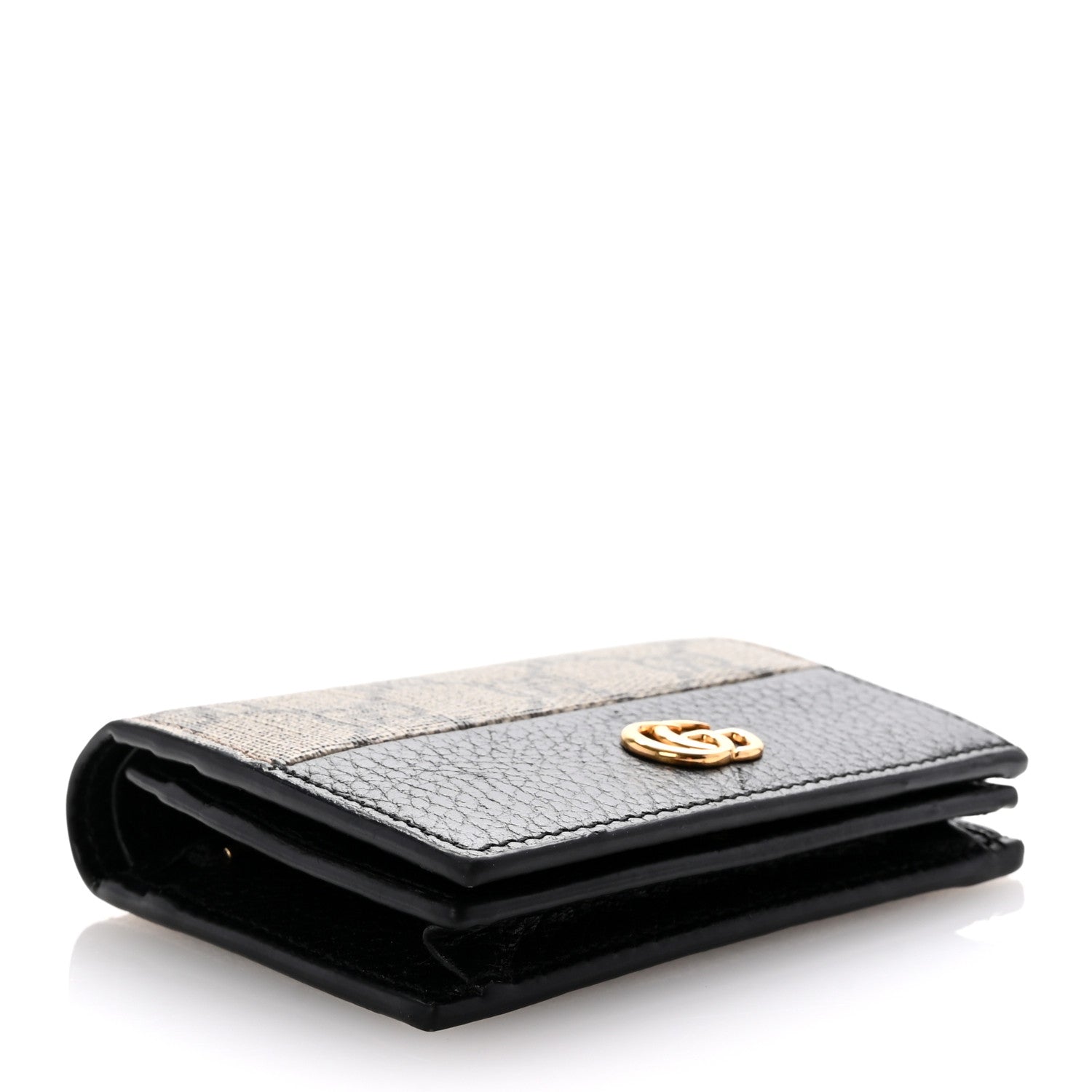 Gucci Dollar Calfskin GG Supreme Monogram GG Marmont Card Case Black Beige Ebony 4 of 7